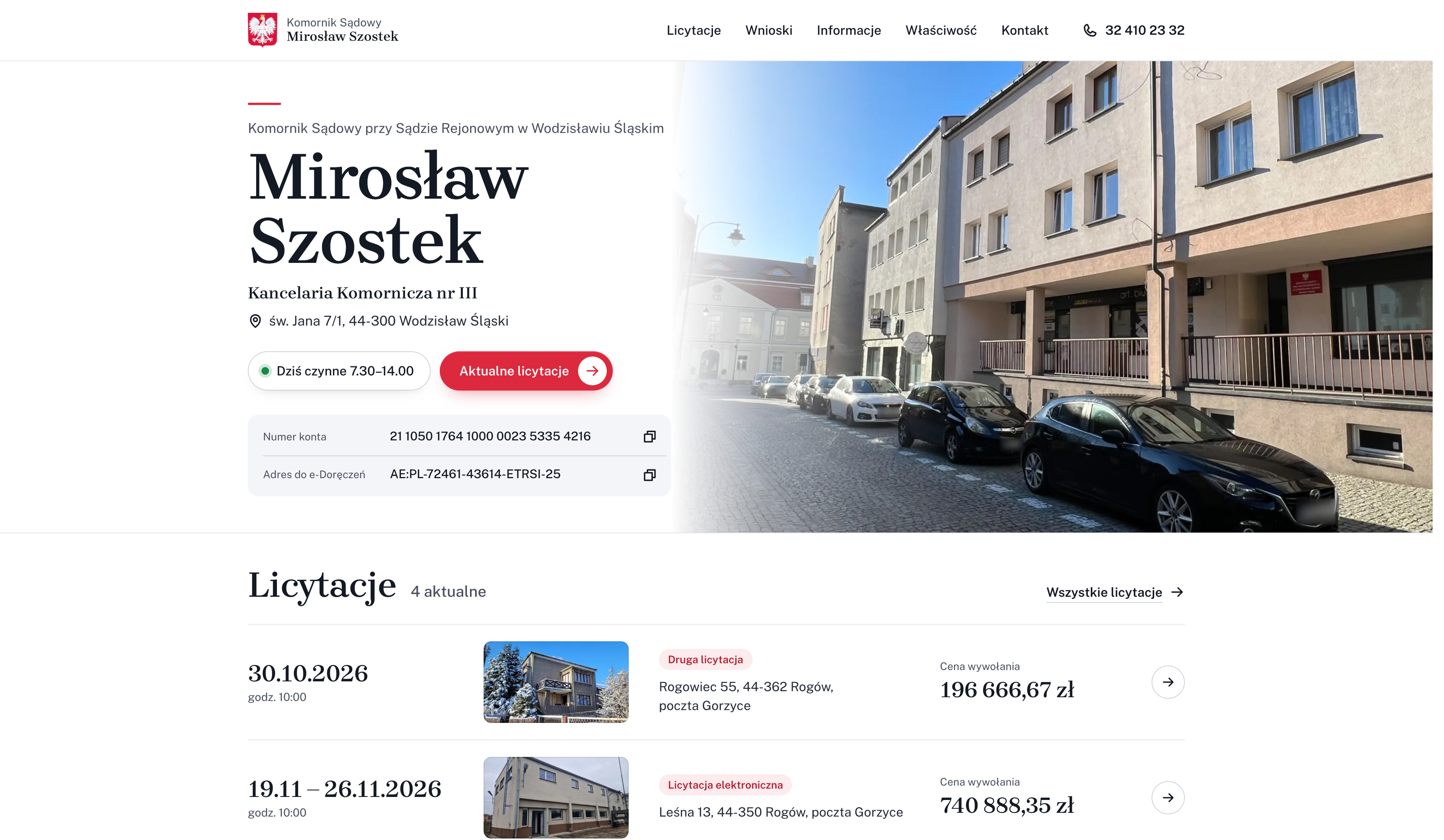 Kancelaria komornicza – strona komornika sądowego z aktualnymi licytacjami